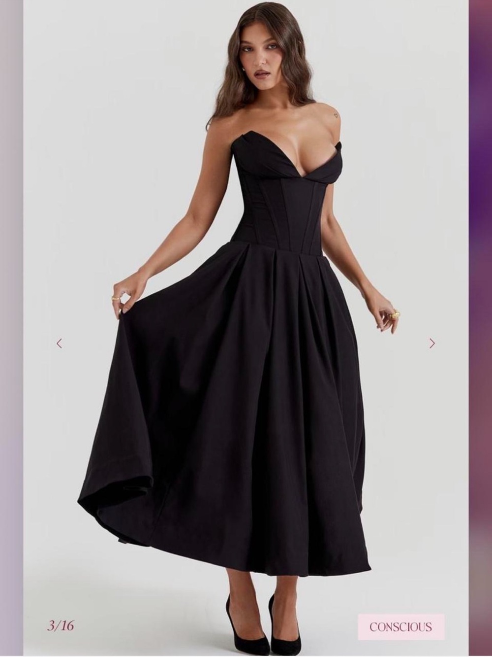 HOUSE OF CB Lady Black Strapless Midi Dress NWOT